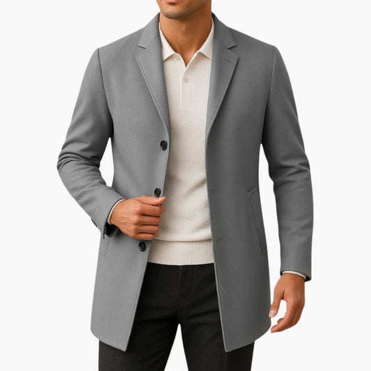 Warm Mens Winter Coat with Pockets and Buttons - Olytrend