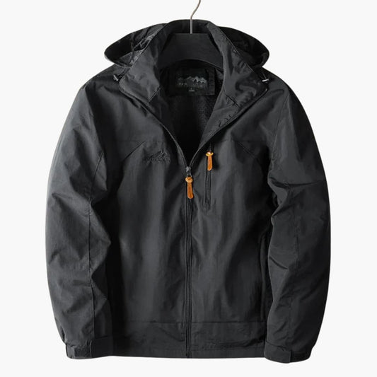 Waterproof Mens Jacket with Hood and Zip Pockets - Olytrend
