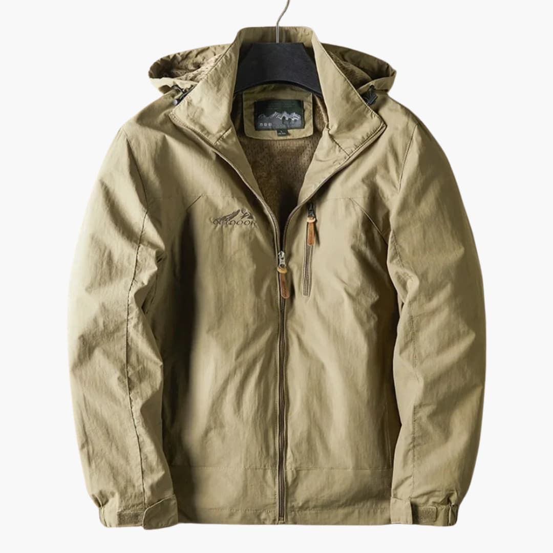 Waterproof Mens Jacket with Hood and Zip Pockets