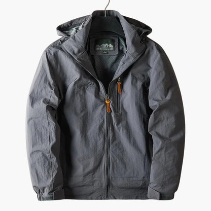 Waterproof Mens Jacket with Hood and Zip Pockets