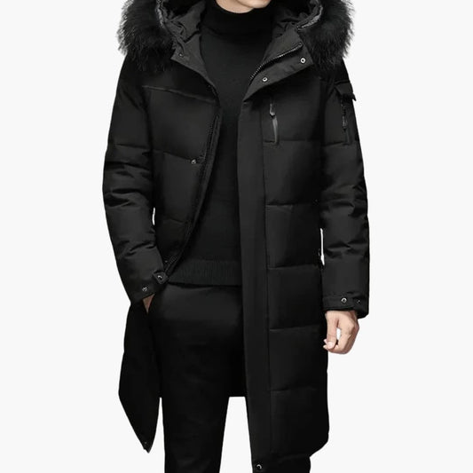 Warm Waterproof Men's Parka Coat with Faux Fur Hood - Olytrend