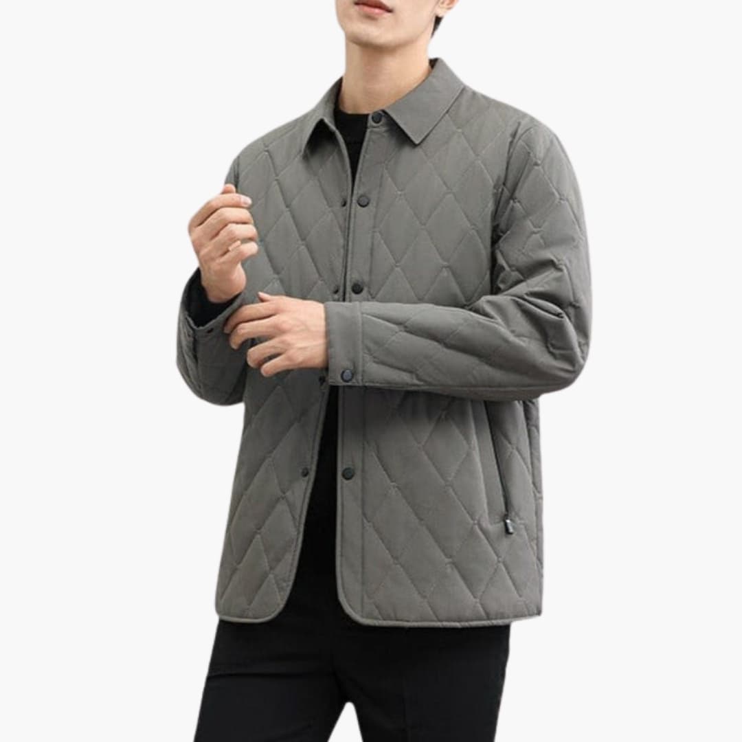 Warm Men's Quilted Coat with Collar