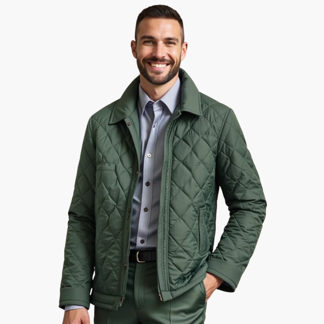 Warm Padded Men's Coat with Stand Collar
