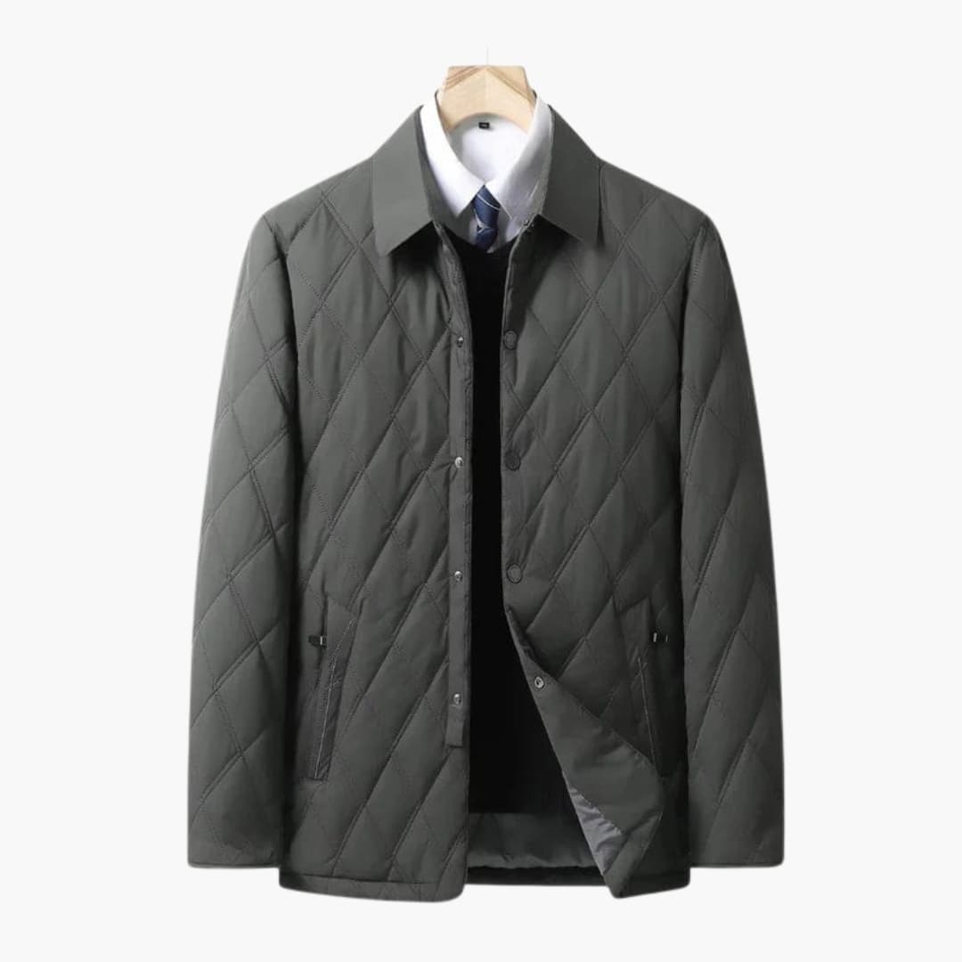 Warm Padded Men's Coat with Stand Collar - Olytrend