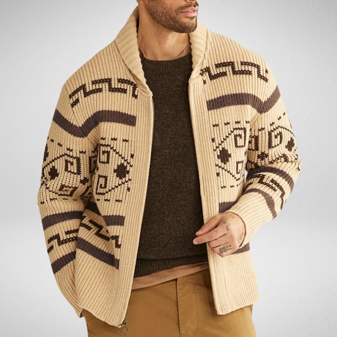 Warm men's cardigan for autumn and winter