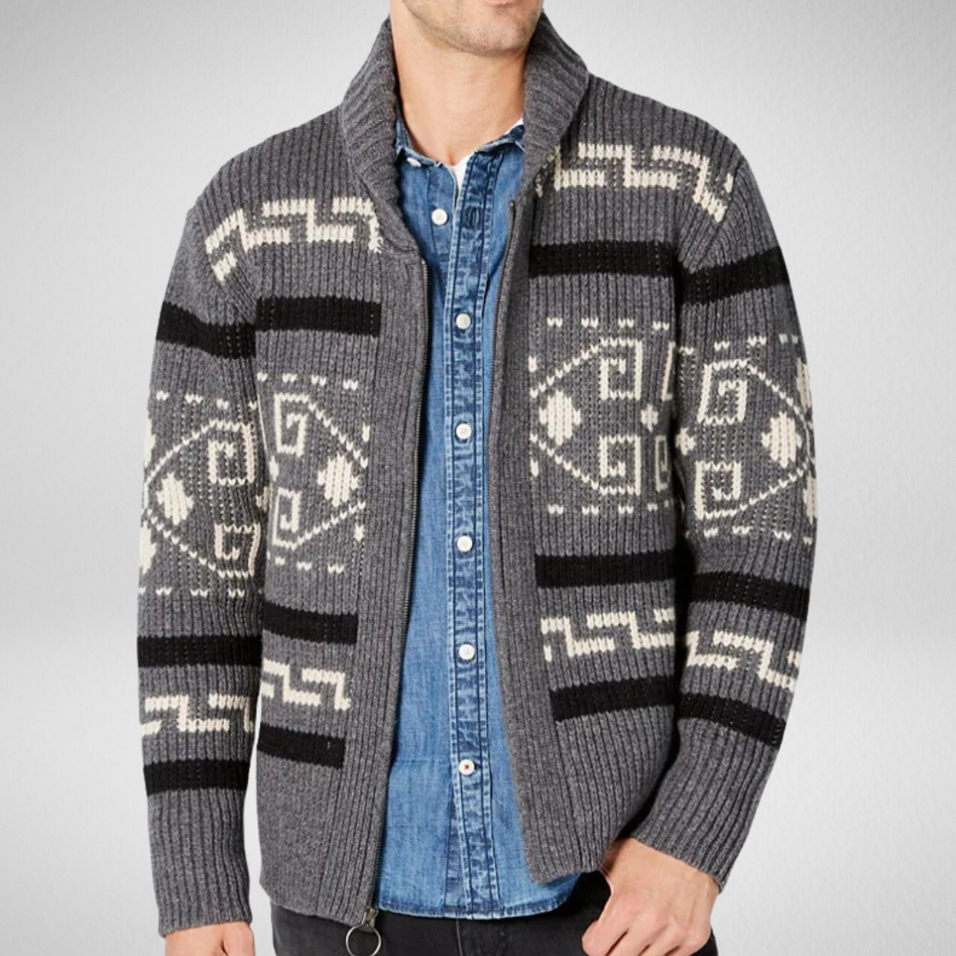 Warm men's cardigan for autumn and winter