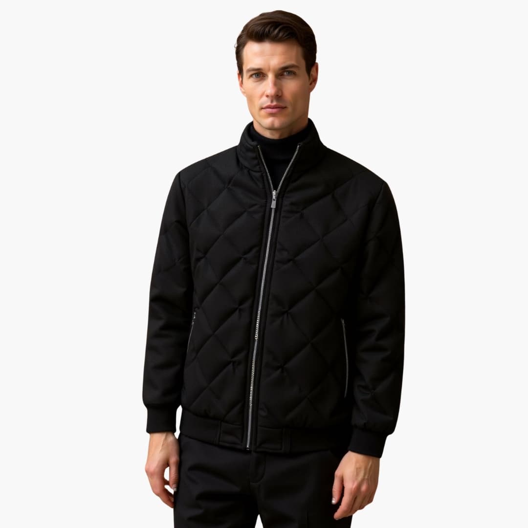 Warm Quilted Zip Up Mens Jacket - Olytrend