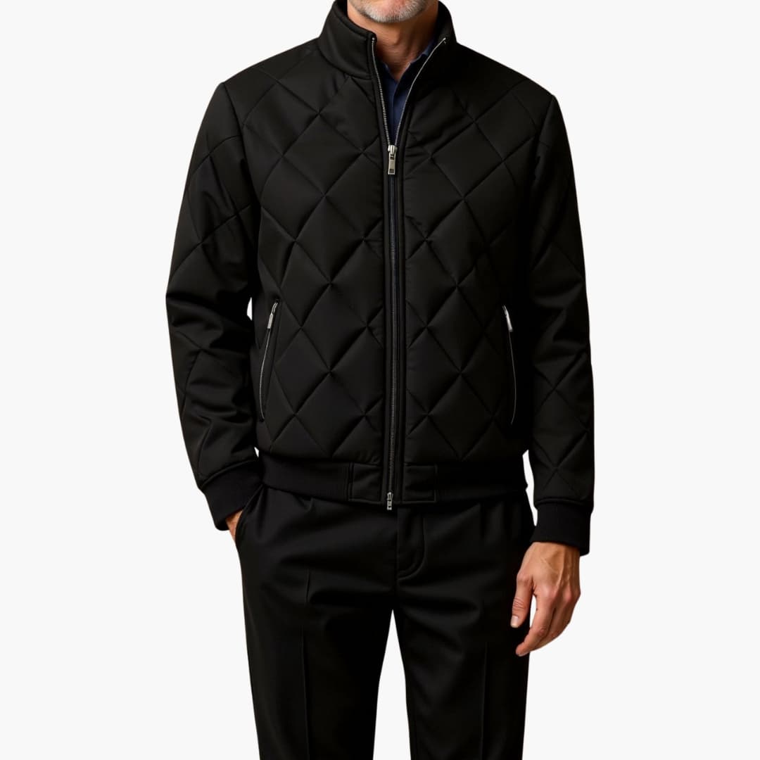 Warm Quilted Zip Up Mens Jacket