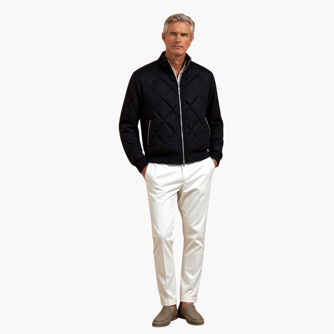 Warm Quilted Mens Zip Up Jacket