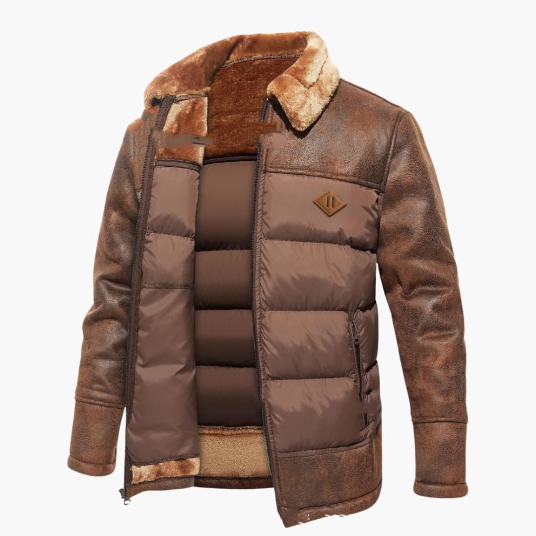 Warm Padded Parka with Faux Fur Trim - Olytrend