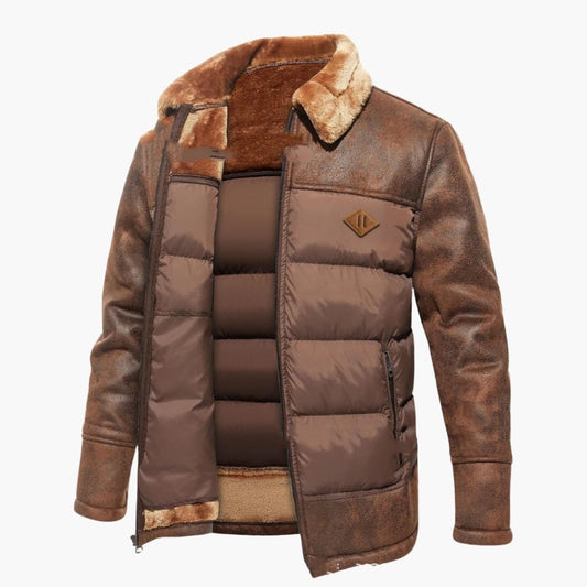 Warm Padded Parka with Faux Fur Trim - Olytrend