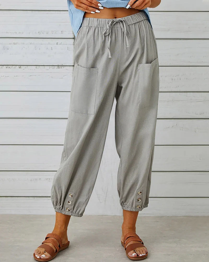 Breathable pants - casual style with hem and elastic pockets