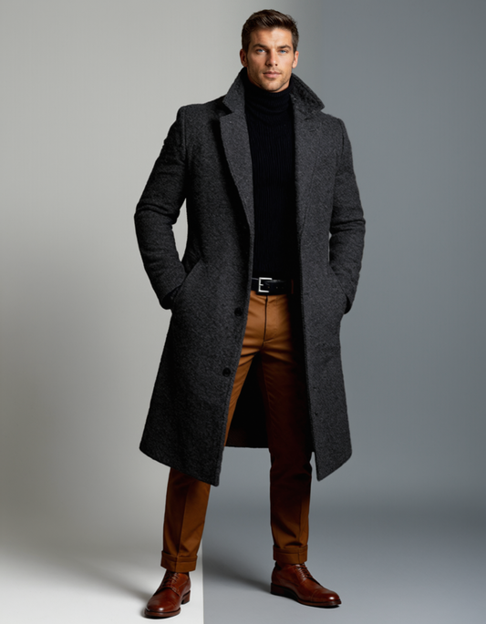 Warm Mens Traditional Wool Pea Coat - Nocini