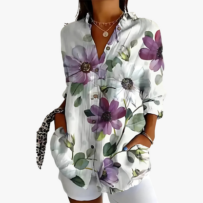 Beatrix | Embroidered Linen Blouse for Women with Handcrafted Embroidery