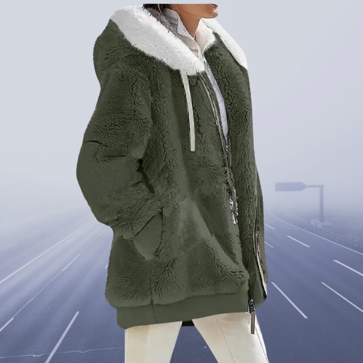 Women's oversized, cozy, warm teddy winter jacket