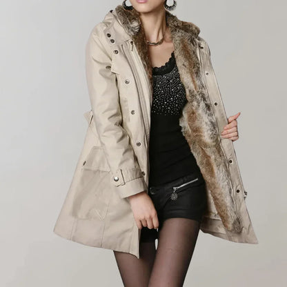 Warm Women's Winter Coat with Faux Fur Inside