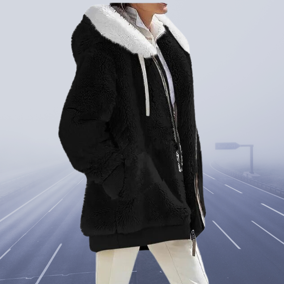 Women's oversized, cozy, warm teddy winter jacket