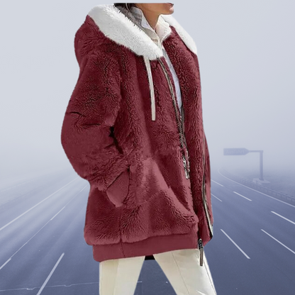 Women's oversized, cozy, warm teddy winter jacket