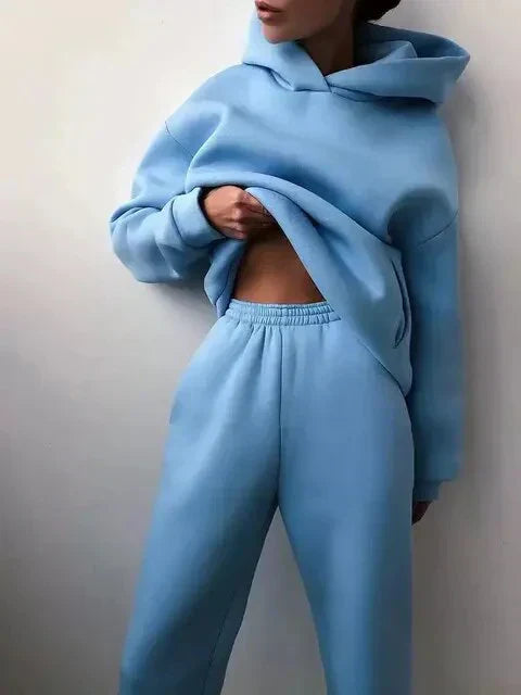 Women's indigo hoodie and sweatpants set