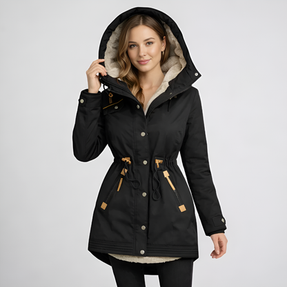 Warm Waterproof Jacket with Fleece Lining and Adjustable Waist - Olytrend
