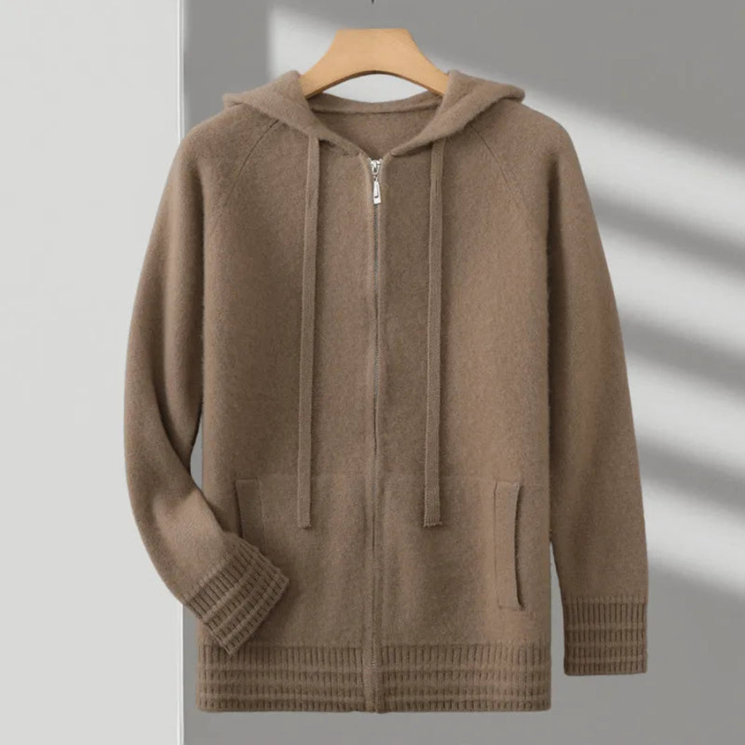 Cashmere hoodie with hood and zipper