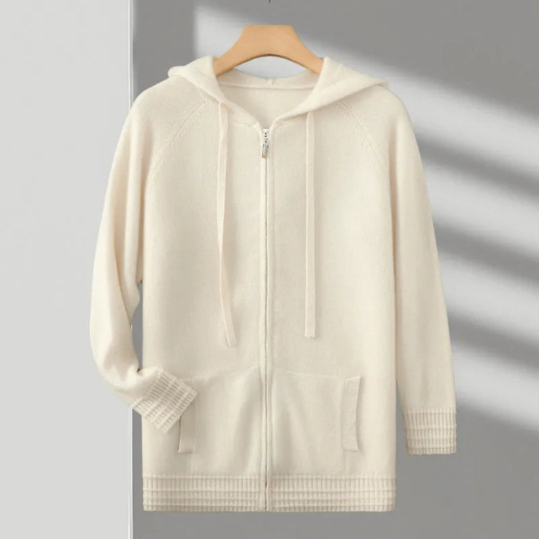 Cashmere hoodie with hood and zipper