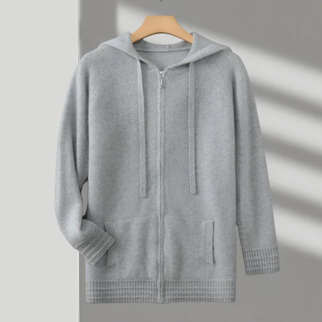 Cashmere hoodie with hood and zipper