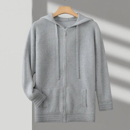 Cashmere hoodie with hood and zipper