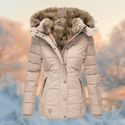 Women's winter coat in warm and elegant cotton with hood