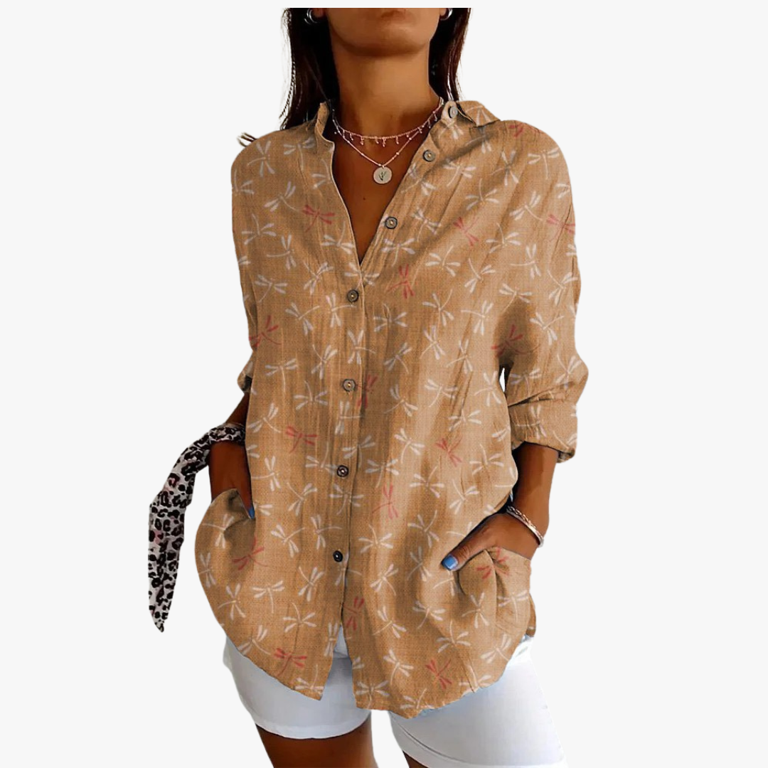 Beatrix | Embroidered Linen Blouse for Women with Handcrafted Embroidery