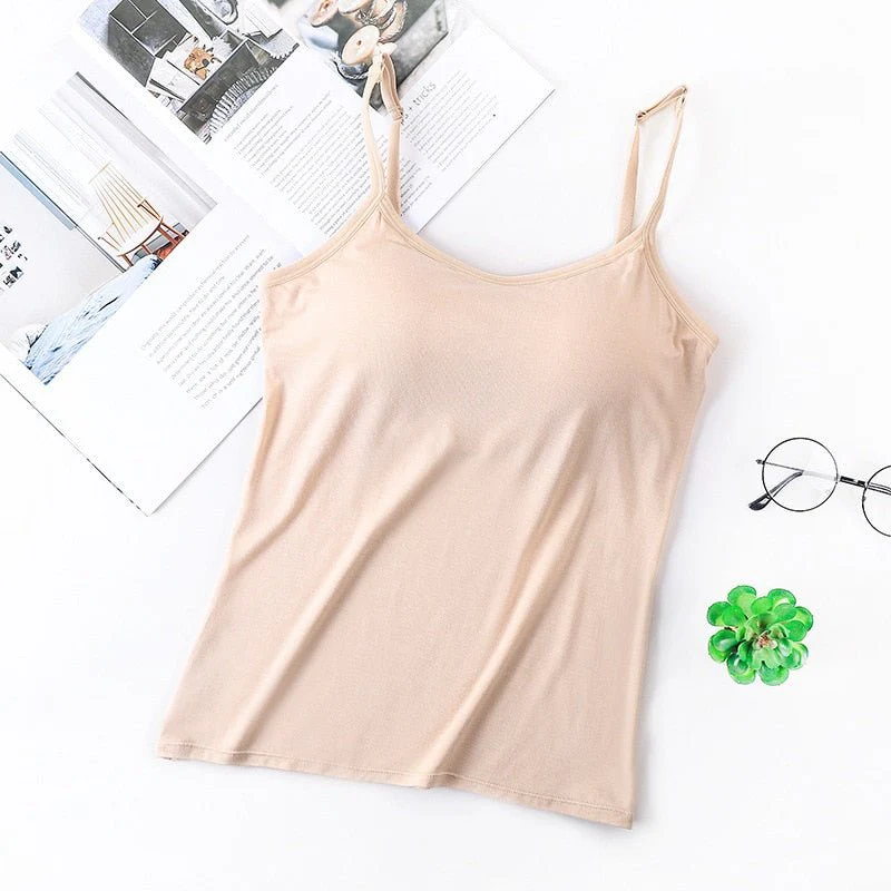 Women's tank top with built-in bra - seamless support and comfort