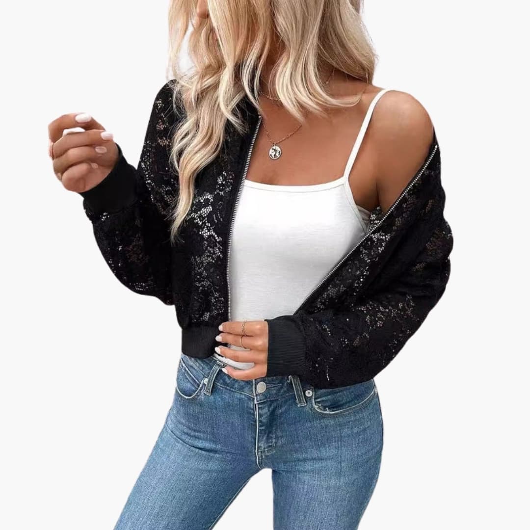 Women's Delicate Lace Bomber Jacket