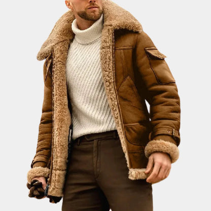 Warm Genuine Leather Aviator Jacket