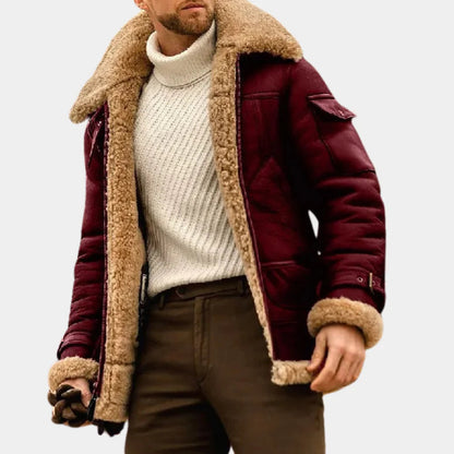 Warm Genuine Leather Aviator Jacket