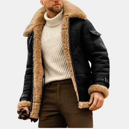 Warm Genuine Leather Aviator Jacket