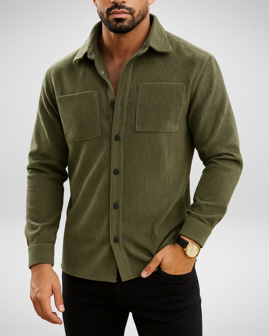 Casual corduroy overshirt for men with chest pockets