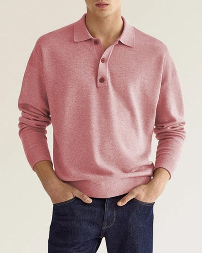 Casual men's long-sleeve shirt with button-down collar