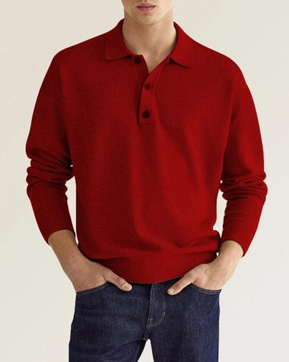 Casual men's long-sleeve shirt with button-down collar