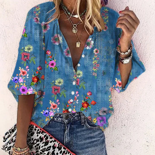 Blue floral blouse, Layla
