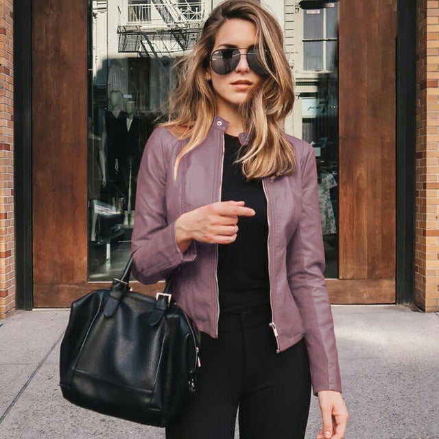 Women's stand-up collar jacket | With zipper