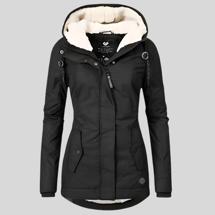 Warm winter jacket with hood for women