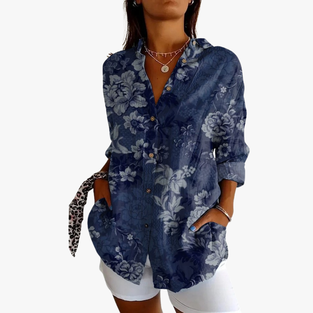 Beatrix | Embroidered Linen Blouse for Women with Handcrafted Embroidery