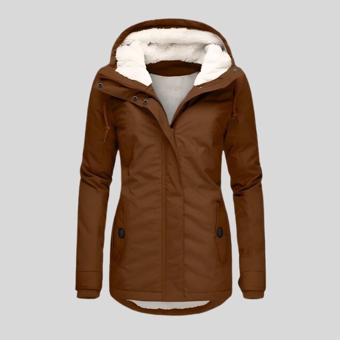 Warm winter jacket with hood for women