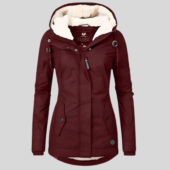 Warm winter jacket with hood for women