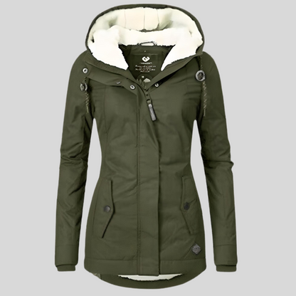 Warm winter jacket with hood for women