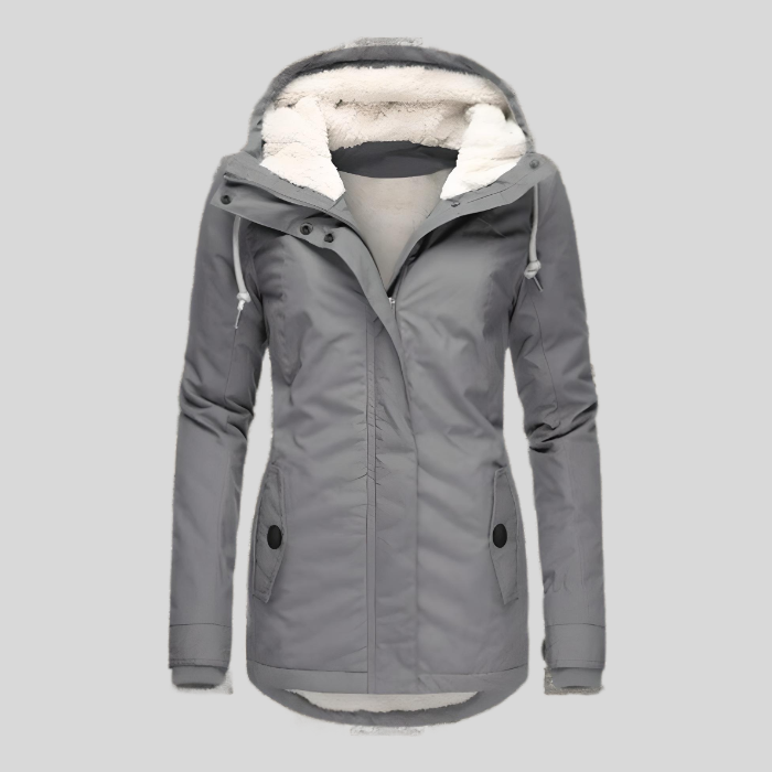 Warm winter jacket with hood for women