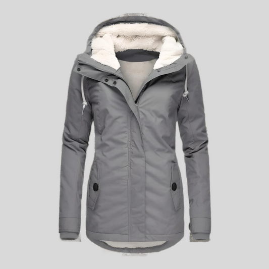 Warm winter jacket with hood for women