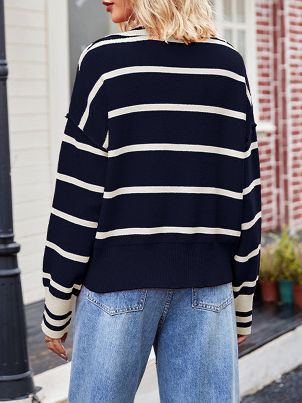 Women's sweater made of cotton in elegant stripe design