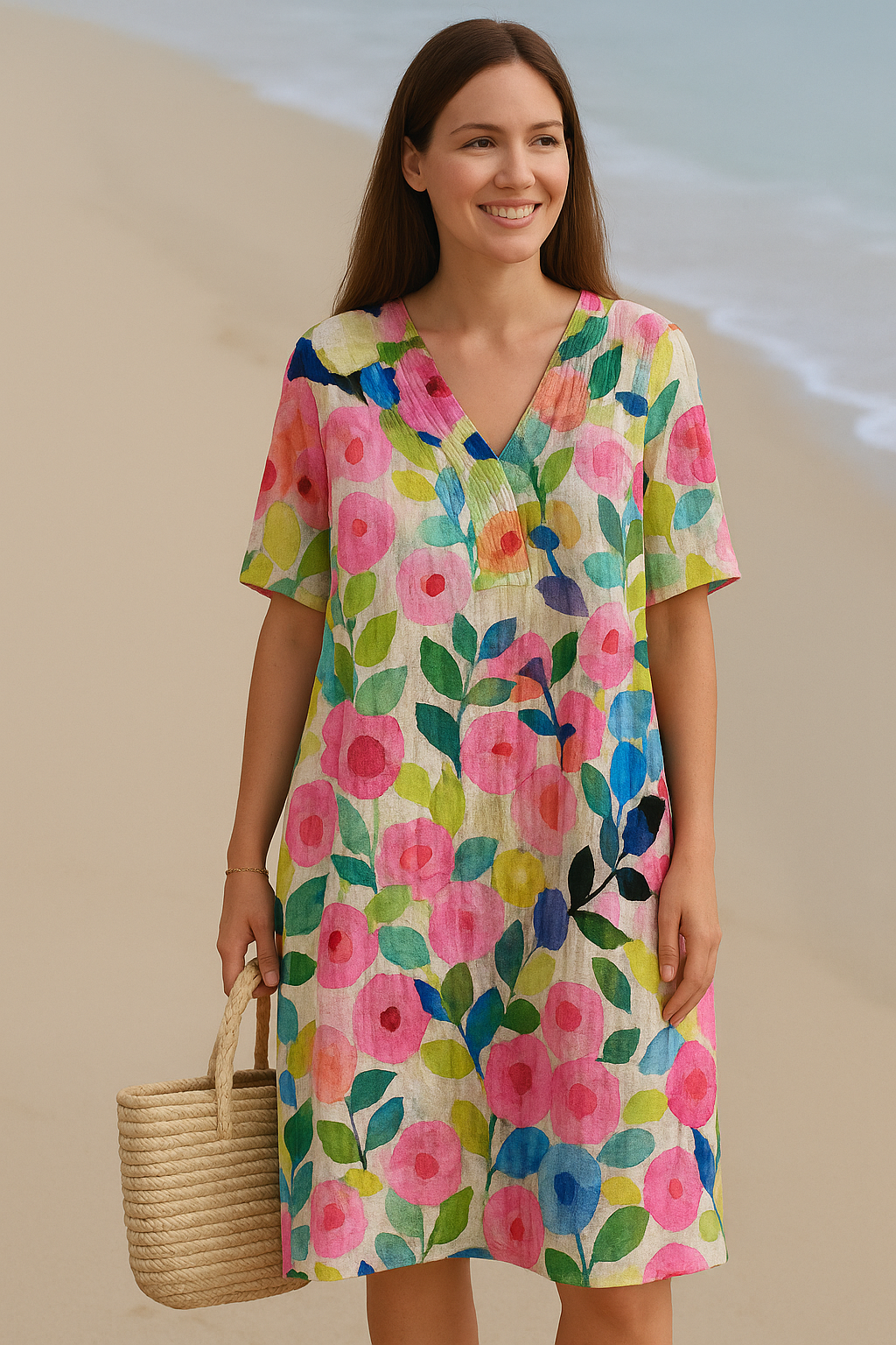 Vibrant Floral Summer Comfort Dress - Olytrend