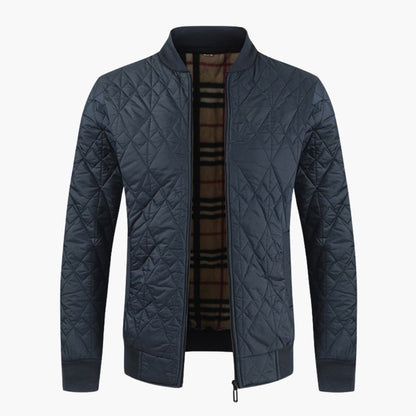 Warm Padded Mens Bomber Jacket with Plaid Lining - Olytrend